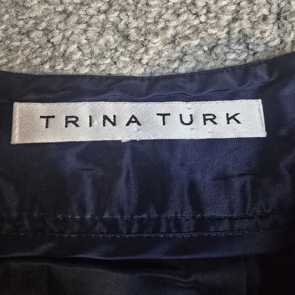 Trina Turk Navy Neon Green Lined Lace Mixed Skirt - Picture 3 of 8